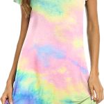 Hotouch Womens Nightgown Short Sleeve Printed Sleepshirts Cute Night Shirts Soft Pajama Sleepwear